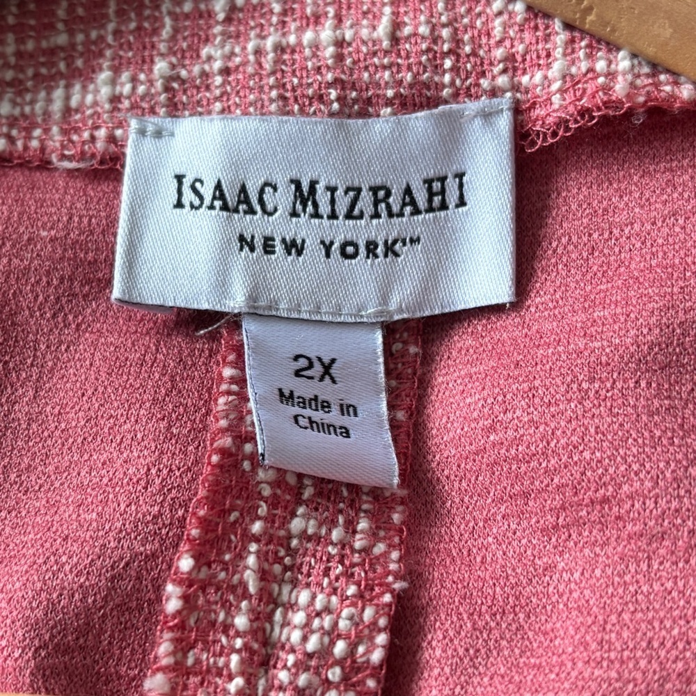 Isaac Mizrahi Pink Boucle Open Front Cardigan Blazer Jacket Sz 2X - Picture 9 of 10